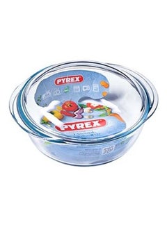 Buy Essentials Glass Round Casserole High Resistance Transparent 2.2 + 0.8Liters in UAE