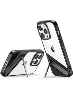 Buy iPhone 14 Pro Max Case 6.7 Inch Metal Kickstand Case Back Stand Case Ultra Thin Anti-Yellowing Military Hard Anti-Explosion Back Anti-Scratch and Anti-Drop for iPhone 14 Pro Max Clear Case Black in Egypt