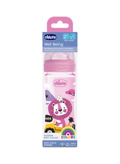 Buy Well-Being Plastic Bottle 250Ml Medium Flow 2M+ Silicone Girl, Pink in Saudi Arabia