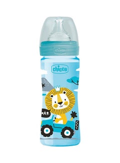 Buy Well-Being Plastic Bottle 250Ml Medium Flow 2M+ Silicone Boy, Blue in Saudi Arabia