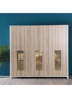 Buy Helga Wardrobe Cabinet Modern 6-Door Closet Clothes Storage Organizer For Bedroom Gold 220 X 62 X 230cm in UAE