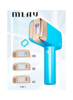 اشتري جهاز إزالة الشعر بالليزر T14 الجديد بخاصية التبريد وتقنية IPL ورؤوس مصابيح قابلة للتبديل HR وAC وSR أزرق في مصر