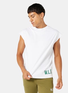 Buy Eco-Friendly Logo Cap Sleeve T-Shirt White in Saudi Arabia