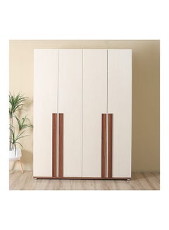 Buy Maybell Wardrobe Cabinet Modern 4-Door Closet Clothes Storage Organizer For Bedroom Beige 160x60x215cm in UAE