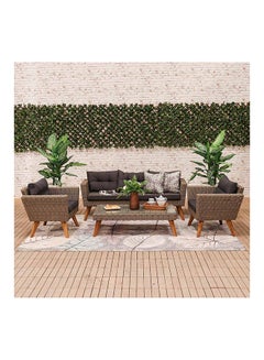 Buy Vita 5-Seater Outdoor Sofa Set Metal Frame Modern Garden Furniture Dark Grey in UAE