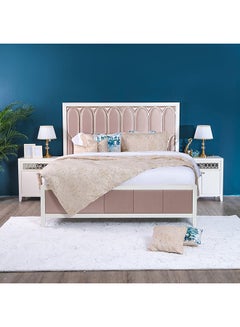 Buy Hernan King Size Bed Modern Design Double Bedroom Furniture Pink 180x200cm in UAE