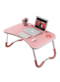 Buy Foldable Laptop Desk Pink/White 60x40x28cm in UAE