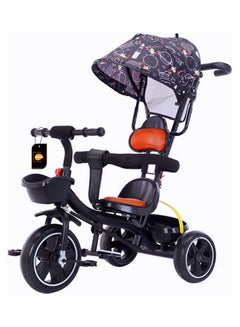 Buy 6-in-1 Kids Stroller Tricycle With Adjustable Push Handle, Removable Canopy, Safety Harness in UAE
