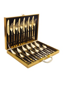 Buy 24-Piece Stainless Steel Cutlery Set Golden in UAE
