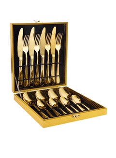 Buy 16-Piece Gold Plated Stainless Steel Flatware Cutlery Set Utensils For Kitchen Gold 23cm in Saudi Arabia