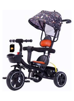 Buy 6-in-1 Kids Baby Trike Stroller Tricycle With Adjustable Push Handle, Removable Canopy, Safety Harness in UAE