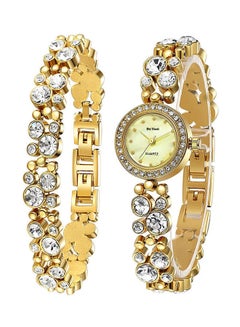 Buy Women's Stone Studded Analog Watch D0097 With Bracelet Set in Saudi Arabia
