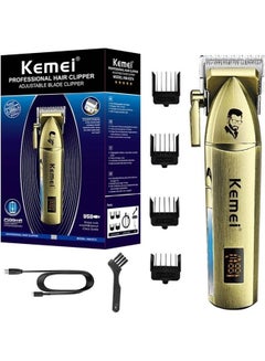 Buy KEMEI professional hair clipper adjustable blade  KM-6374 Gold in UAE