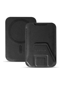 Buy HYPHEN MagSafe Wallet - Card Holder with Stand - Black,PU premium leather,strong magnetic hold,storage for ID cards and slots available,Compatible with IPHONE with magsafe features. BLACK in Saudi Arabia