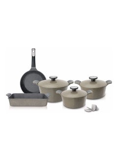 Buy 8 Pieces Xtrema Cookware Set Marble Beige 28cm in Saudi Arabia