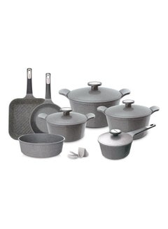 Buy 11 Pcs Xterma Cookware Set Granite Grey 18cm, 20cm, 24cm, 28cm, Grill 28cm, Cake Pan 26cm, Fry Pan 26cm in Saudi Arabia