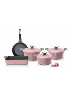 اشتري 8 Pcs Xtrema Cookware Set Marble Pink 28cm في السعودية