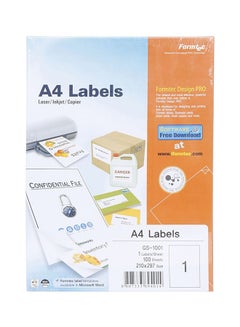 Buy 100-Sheet A4 All-Purpose Labels White in Saudi Arabia