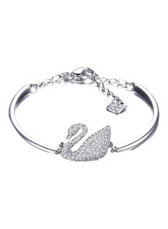 Buy Silver Plated Rhinestone Studded Swan Designed Bracelet in Saudi Arabia