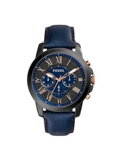 Buy Men's Leather Chronograph Watch FS5061IE - 44 mm - Blue in UAE