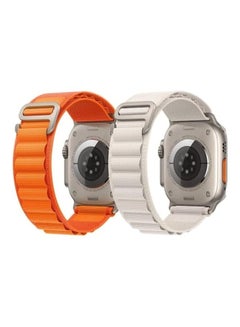 اشتري 2Pack for Apple Watch Alpine Loop Band 49mm/45mm/44mm Nylon Woven Sport Strap Compatible with iWatch Series 8/Ultra/7/SE/6/5/4/3/2/6 White/Orange في السعودية