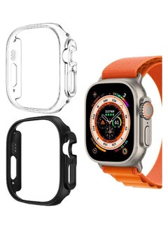 Buy 2Pack for Apple Watch Ultra 49mm Case Protective Hard PC Cover Shockproof Hollow Bumper Frame Guard Compatible with iWatch Ultra 49mm Clear/Black in Saudi Arabia