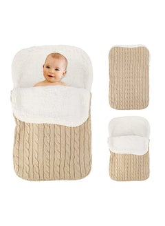 Buy Premium Quality Newborn Knitted Swaddle Adjustable Infant Wrap Blanket Sleeping Bag-Beige in UAE