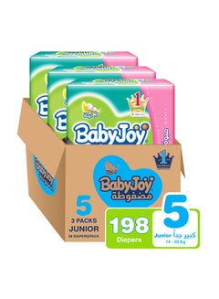 Buy Baby Diapers, Size 5, 14-23 Kg, 198 Count (66 X 3) - Junior, Compressed, Cotton Touch in UAE