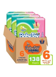 Buy Compressed Diamond Pad, Size 6 Junior XXL, 16 to 25 kg, Giant Box, 138 Diapers in Saudi Arabia