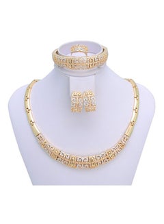 Buy Set Of 4 Crystal Gold Plated Bridal Necklace Jewellery in UAE