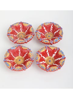 Buy Matti Fancy Deepak Diya Multicolour 14x2x14cm in UAE