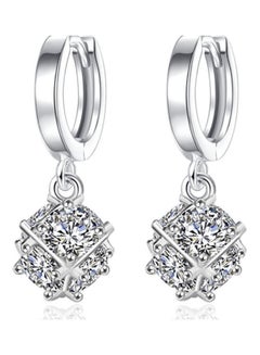 Buy 925 Sterling Silver Cube Six Zircon Studded Earrings in UAE