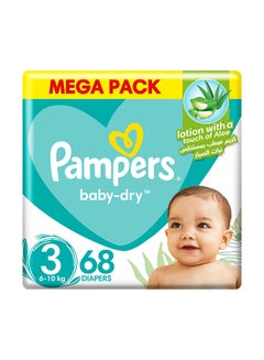 Buy Baby-Dry Diapers With Aloe Vera Lotion And Leakage Protection, Size 3, 6-10 kg, 68 Diapers in UAE