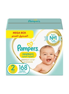 Buy Premium Care Taped Baby Diapers Size 2, 3-8kg, Softest Absorption For Ultimate Skin Protection, 168 Count in Saudi Arabia