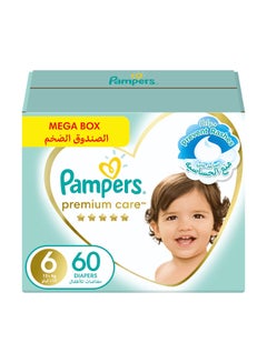 اشتري Premium Care Soft And Comfortable Baby Diapers, Giant Pack, Size 6, 13+Kg, 18-24 Months, 60 Baby Diapers في السعودية