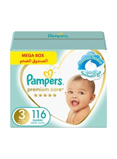 Buy Premium Care Diapers, Size 3, 6-10 Kg, The Softest Diaper And The Best Skin Protection, 116 Baby Diapers in UAE
