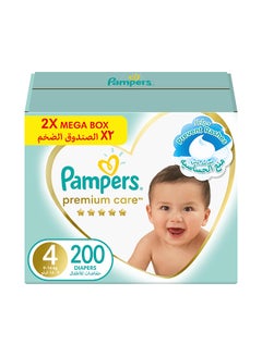 Buy Premium Care Diapers, Size 4, 9-14 Kg, 200 Mega Box Baby Diapers in UAE