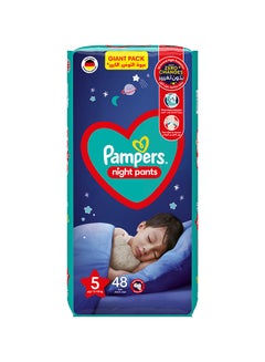 Buy Baby Dry Night Pants Diapers, Size 5, 12 - 18 Kg, 48 Count - Giant Pack, Zero Changes All Around Night Protection in Saudi Arabia