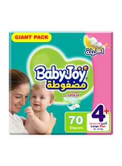 Buy Compressed Diamond Pad, Size 4+ Large Plus, 12 to 21 kg, Giant Pack, 70 Diapers in Saudi Arabia