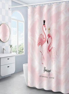 Buy Flamingo Printed Shower Curtain Pink/White 1.8meter in UAE