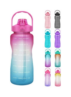 اشتري Opard 64 Oz Water Bottle With Time Marker To Drink Half Gallon Motivational Water Bottle With Straw And Handle Large Bpa Free Water Jug For Sports Gym Fitness Cyan Gradient Multicolour 1.8Liters في مصر