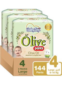 Buy Olive Oil Pants, Size 4 large, 9 To 14 Kg, Mega Pack of 3, 144 Diapers in Saudi Arabia