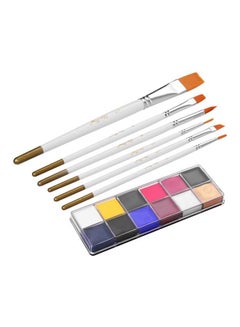 Buy 7-Piece Painting Art 12-Colour Face Paint With Paint Brush Kit Multicolour in Saudi Arabia