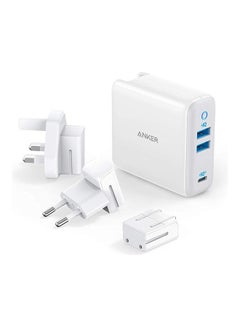 Buy Anker USB C Charger, 65W PIQ 3.0&GaN Type-C Charger with a 45W PD Port, PowerPort III 3-Port 65W Charger with US/UK/EU Plugs for Travel, for USB-C Laptops, iPad Pro, iPhone, Galaxy and More White in UAE
