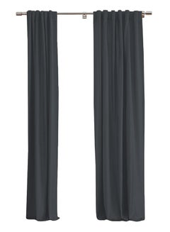 Buy 2-Piece Double Layered Blackout Decorative Curtain set Dark Grey 120x140cm in Saudi Arabia