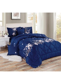 اشتري 4-Piece Floral Printed Comforter Set Single Size Polyester Multicolour 160x210cm في السعودية