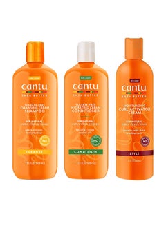 Buy 3-Piece Shea Butter Shampoo , Hydrating Conditioner And Curl Activator Cream Set (400ml + 400ml + 355ml) in UAE