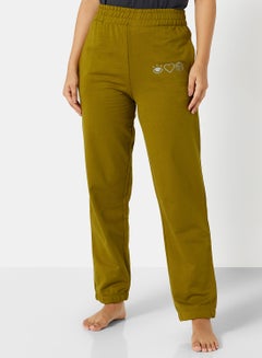 Buy Eco-Friendly Logo Loungewear Sweatpants Khaki in Saudi Arabia