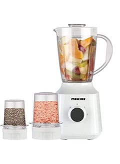 Buy 3-In-1 Blender With 3 Jars, 1.5 Ltr Liquid Jar, 1 Coffee Grinder And 1 Meat Mincer, 2 Speeds, Stainless Blades, Unbreakable Jar, Perfect For Dry And Wet Fine Grinding, Mixing And Juicing 1.5 L 300 W NB1900NA1 White/Clear in Saudi Arabia
