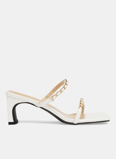 Buy Chain Block Heel Sandals White in UAE